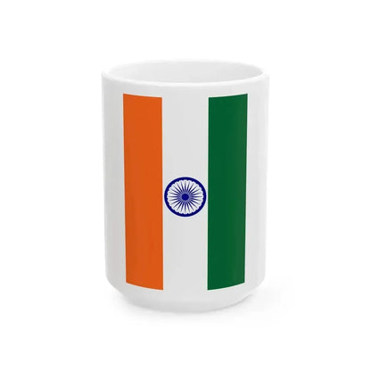 Flag of India vertical (India) White Coffee Mug 15oz - Go Mug Yourself