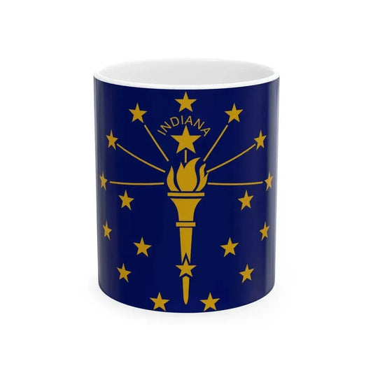 Flag of Indiana 3-2 (United States) White Coffee Mug 11oz - Go Mug Yourself