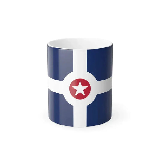 Navy flag with a white cross and central ring holding a red disc with a five-point star, flat vector.