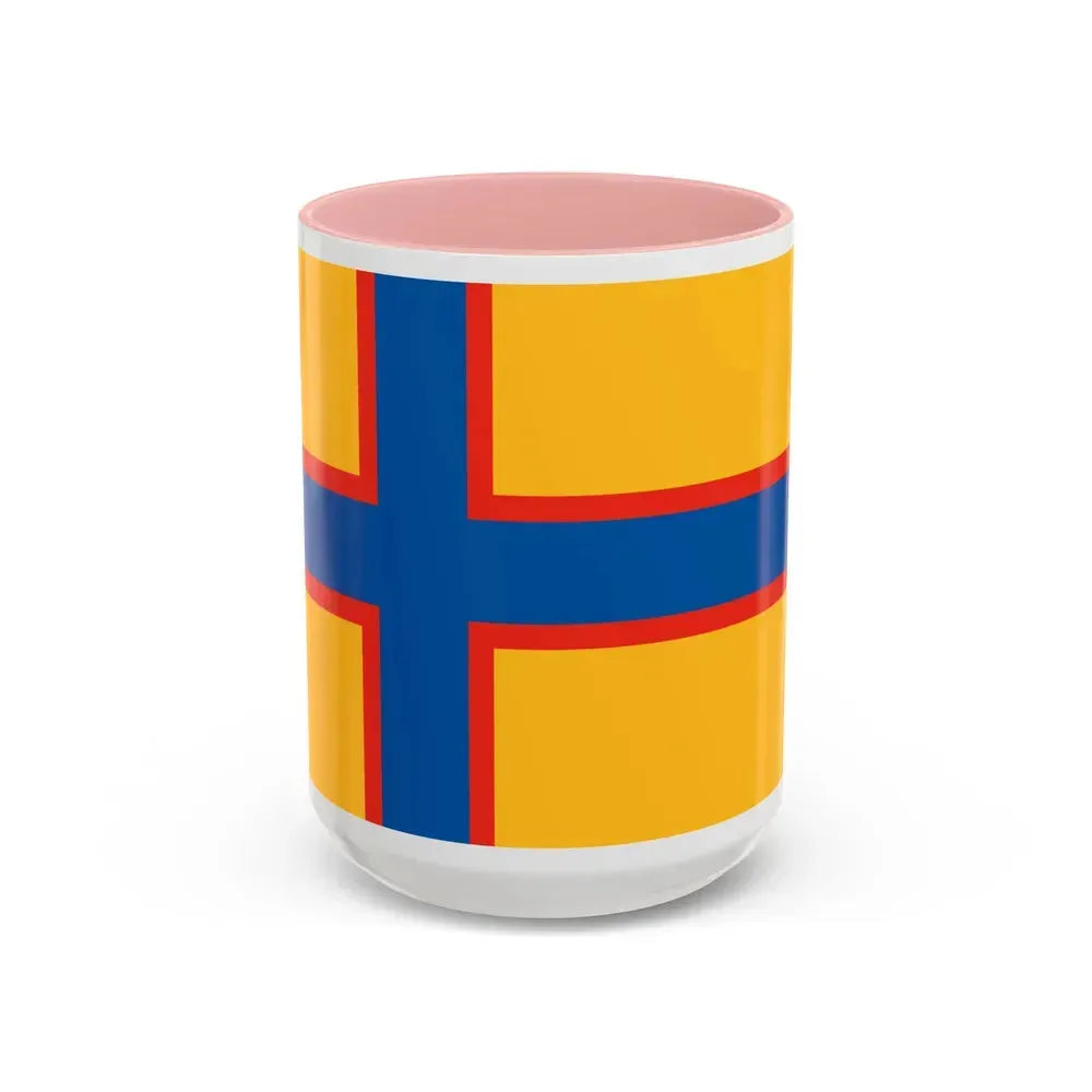 Flag of Ingrian Finns Estonia - Accent Coffee Mug 15oz Pink - Go Mug Yourself