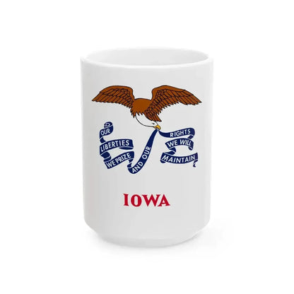 Flag of Iowa 1917-1921 (United States) White Coffee Mug 15oz - Go Mug Yourself