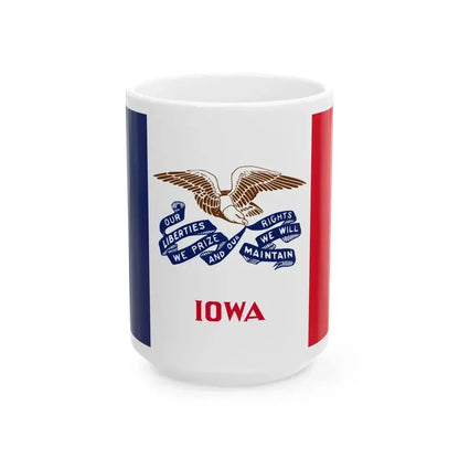 Flag of Iowa 3-2 (United States) White Coffee Mug 15oz - Go Mug Yourself