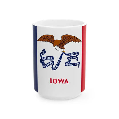 Flag of Iowa variant (United States) White Coffee Mug 15oz - Go Mug Yourself