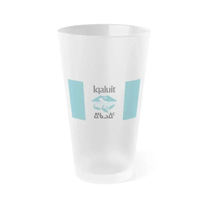 Flag of Iqaluit Nunavut Canada - Frosted Pint Glass 16oz 16oz Frosted - Go Mug Yourself