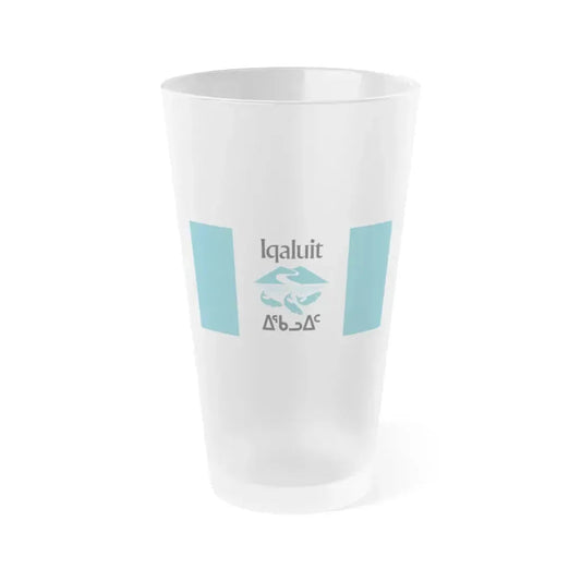 Flag of Iqaluit Nunavut Canada - Frosted Pint Glass 16oz 16oz Frosted - Go Mug Yourself