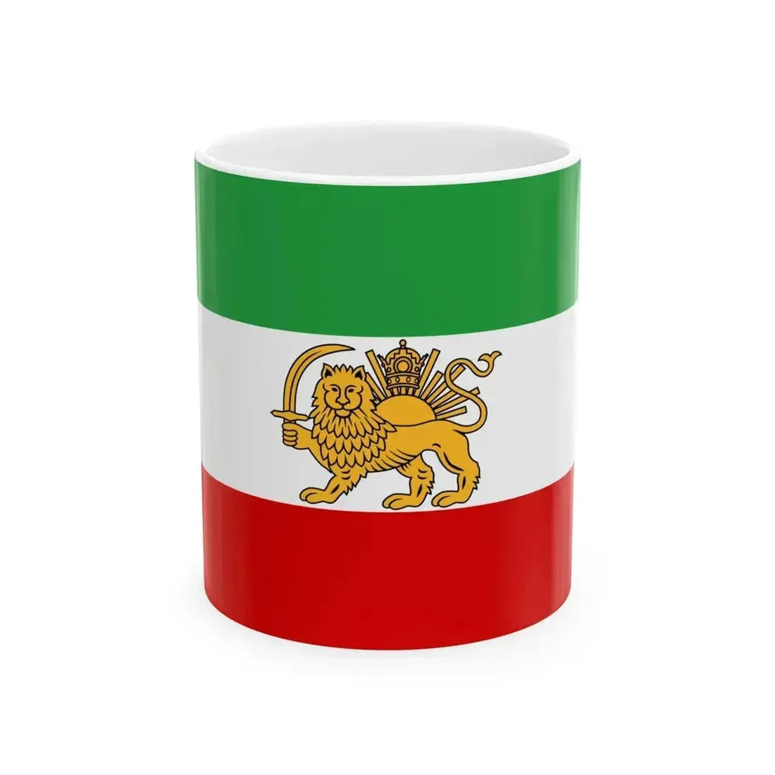 Flag of Iran before 1979 Revolution (Iran) White Coffee Mug 11oz - Go Mug Yourself