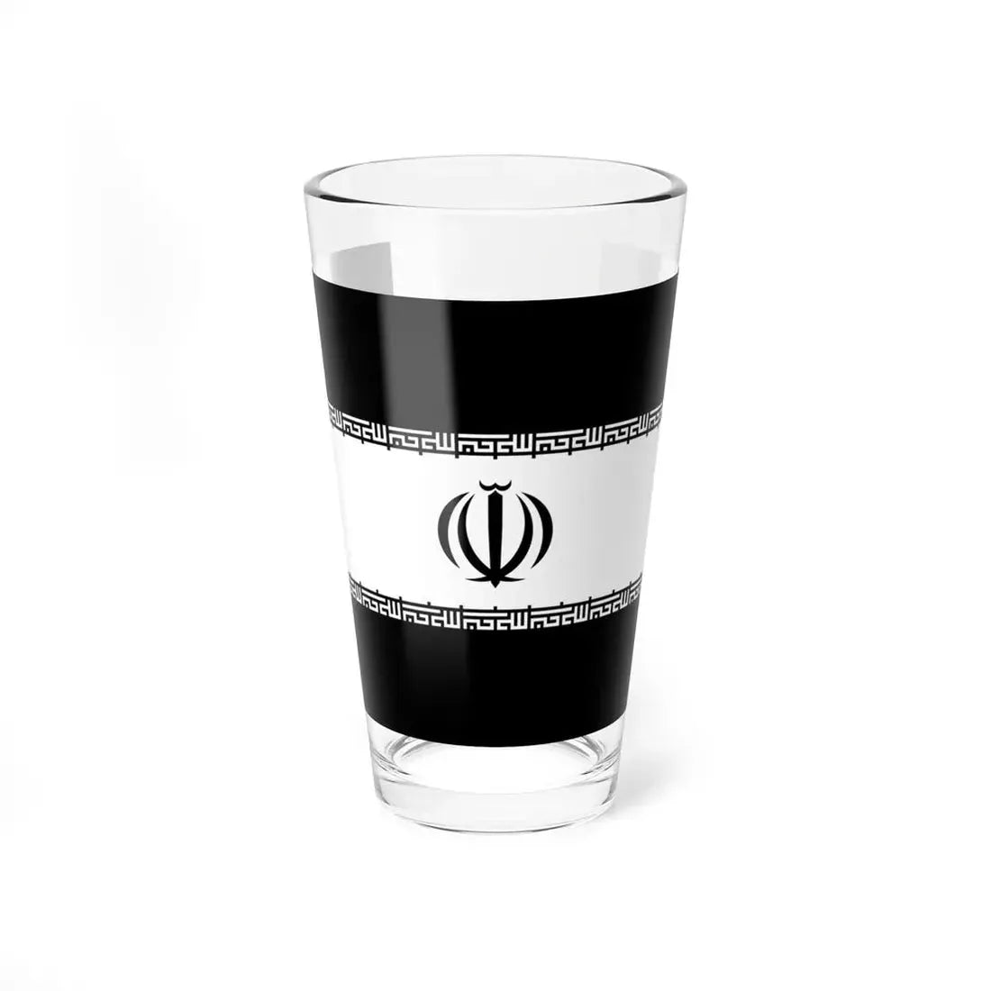 Flag of Iran black and white variant 1 (Iran) Pint Glass 16oz 16oz - Go Mug Yourself