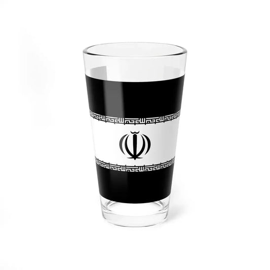 Flag of Iran black and white variant 1 (Iran) Pint Glass 16oz 16oz - Go Mug Yourself
