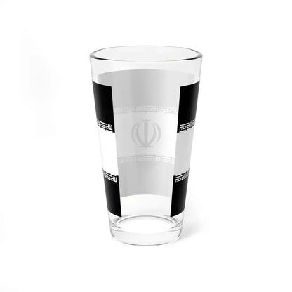 Flag of Iran black and white variant 1 (Iran) Pint Glass 16oz - Go Mug Yourself