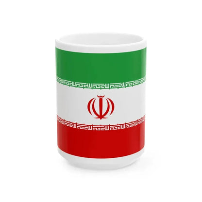 Flag of Iran official (Iran) White Coffee Mug 15oz - Go Mug Yourself