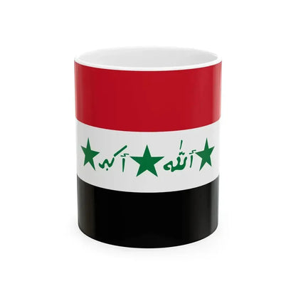 Flag of Iraq 1991-2004 (Iraq) White Coffee Mug 11oz - Go Mug Yourself