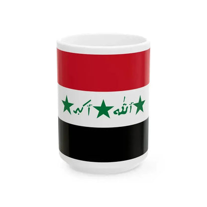 Flag of Iraq 1991-2004 (Iraq) White Coffee Mug 15oz - Go Mug Yourself