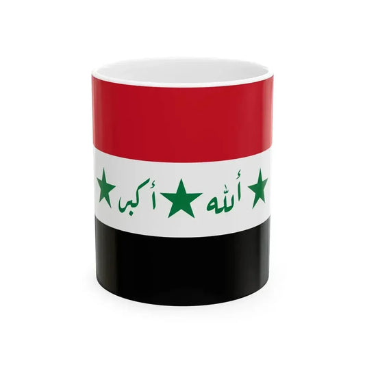 Flag of Iraq 1991-2004 script variant (Iraq) White Coffee Mug 11oz - Go Mug Yourself
