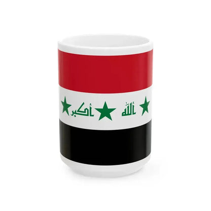 Flag of Iraq 2004-2008 (Iraq) White Coffee Mug 15oz - Go Mug Yourself