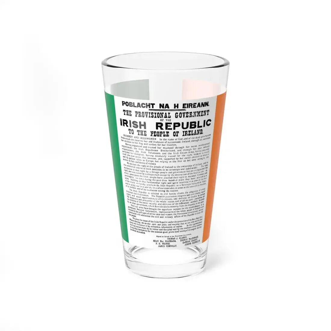 Flag of Ireland with Easter Proclamation (Ireland) Pint Glass 16oz 16oz - Go Mug Yourself