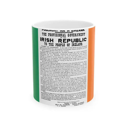 Flag of Ireland with Easter Proclamation (Ireland) White Coffee Mug 11oz - Go Mug Yourself