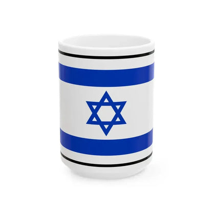 Flag of Israel bordered (Israel) White Coffee Mug 15oz - Go Mug Yourself