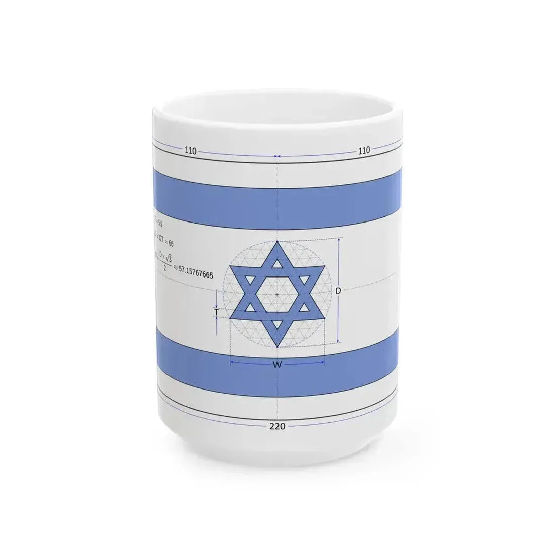 Flag of Israel construction sheet D66 (Israel) White Coffee Mug 15oz - Go Mug Yourself