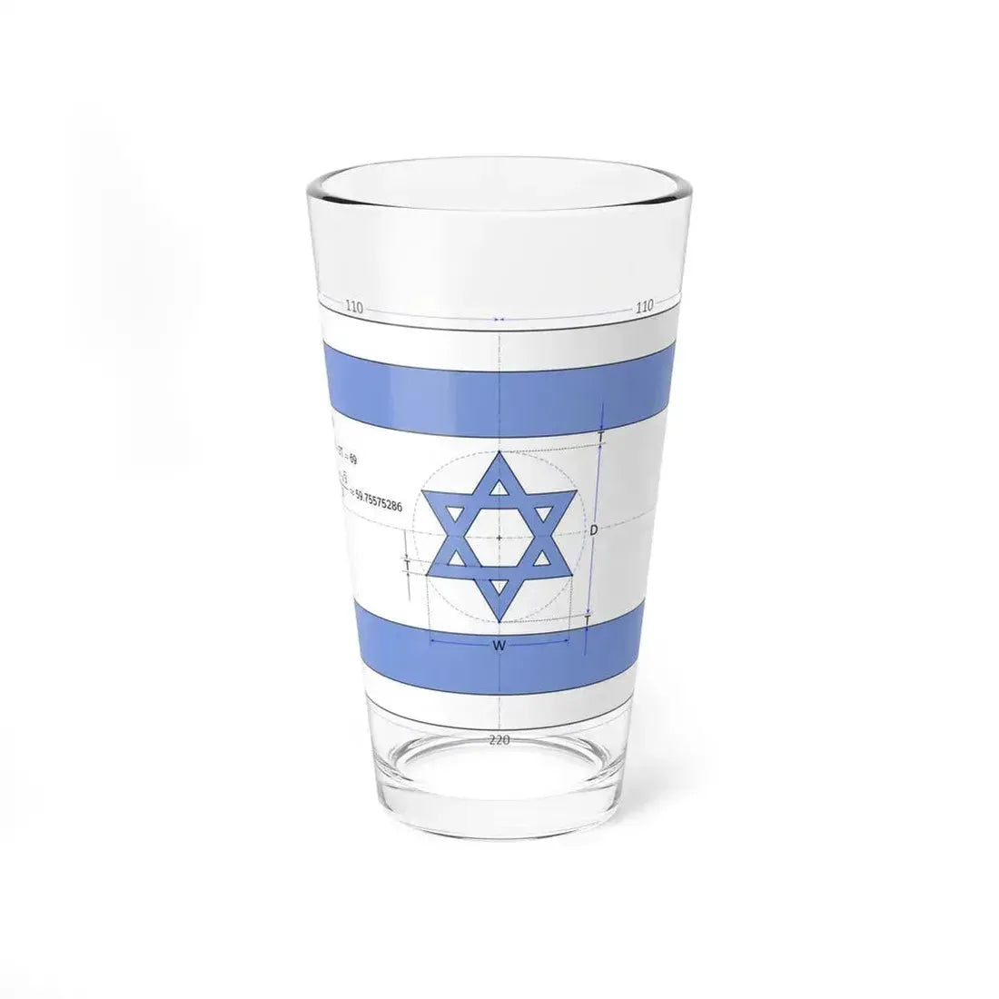 Flag of Israel construction sheet (Israel) Pint Glass 16oz 16oz - Go Mug Yourself