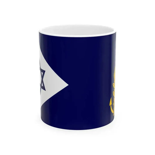 Flag of Israel Navy Commander in Chief at Sea (Israel) White Coffee Mug 11oz - Go Mug Yourself