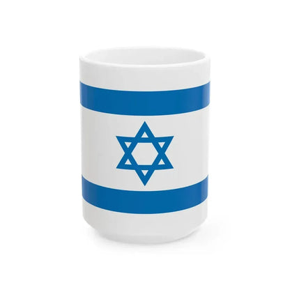 Flag of Israel Pale Blue 3-2 (Israel) White Coffee Mug 15oz - Go Mug Yourself