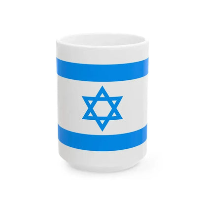 Flag of Israel Sky Blue (Israel) White Coffee Mug 15oz - Go Mug Yourself