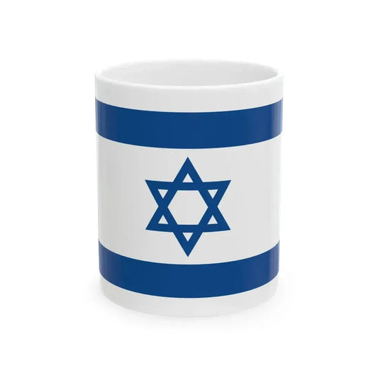 Flag of Israel Yale Blue 1-2 (Israel) White Coffee Mug 11oz - Go Mug Yourself
