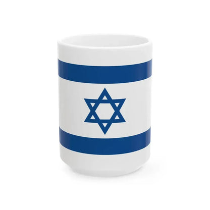 Flag of Israel Yale Blue 1-2 (Israel) White Coffee Mug 15oz - Go Mug Yourself