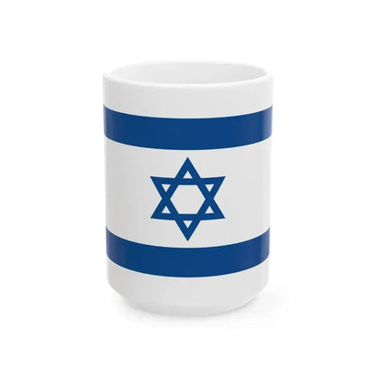 Flag of Israel Yale Blue 3-2 (Israel) White Coffee Mug 15oz - Go Mug Yourself