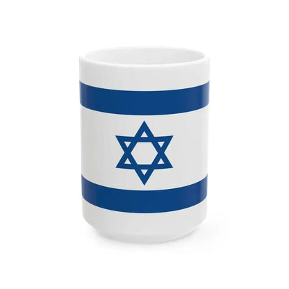 Flag of Israel Yale Blue (Israel) White Coffee Mug 15oz - Go Mug Yourself