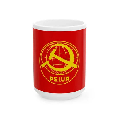Flag of Italian Socialist Party of Proletarian Unity (Italy) White Coffee Mug 15oz - Go Mug Yourself