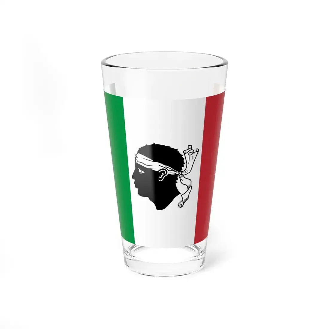Flag of Italy with a Moors head in the center (Italy) Pint Glass 16oz 16oz - Go Mug Yourself