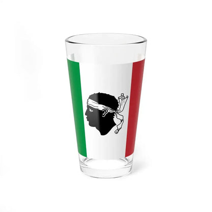 Flag of Italy with a Moors head in the center (Italy) Pint Glass 16oz 16oz - Go Mug Yourself