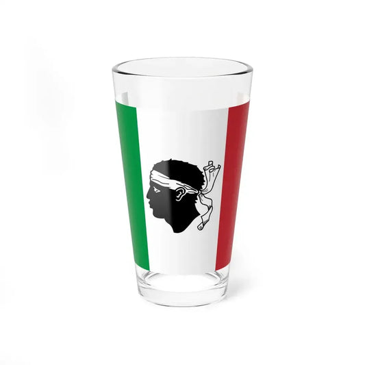 Flag of Italy with a Moors head in the center (Italy) Pint Glass 16oz 16oz - Go Mug Yourself