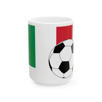Flag of Italy with football (Italy) White Coffee Mug 15oz - Go Mug Yourself