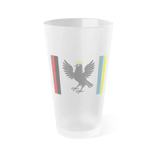 Flag of Ivano Frankivsk Oblast Ukraine - Frosted Pint Glass 16oz 16oz Frosted - Go Mug Yourself