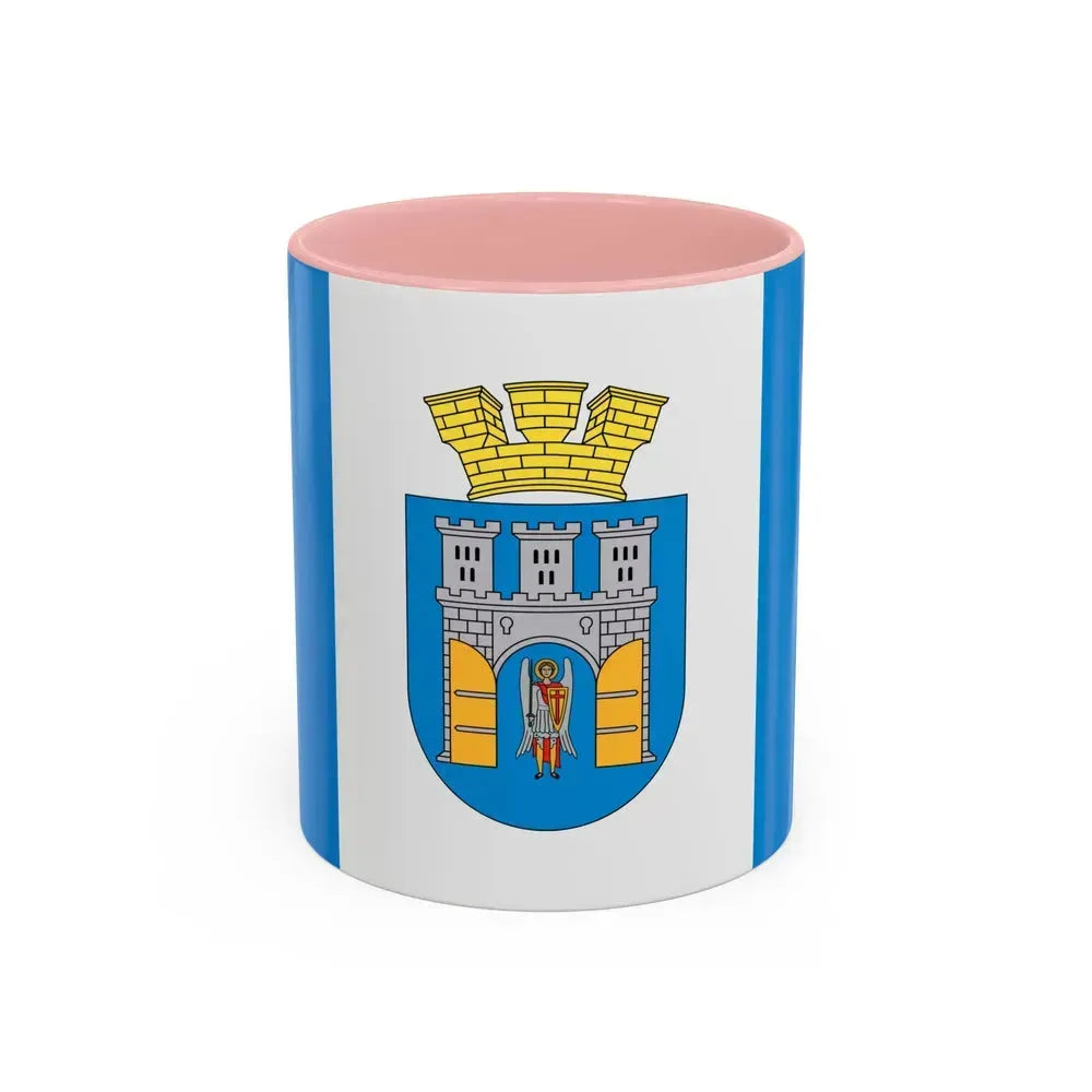 Flag of Ivano Frankivsk Ukraine - Accent Coffee Mug 11oz Pink - Go Mug Yourself