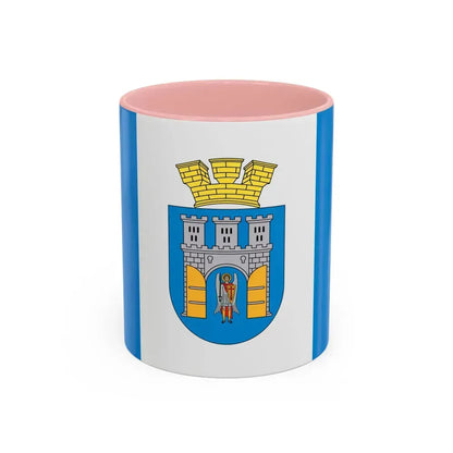 Flag of Ivano Frankivsk Ukraine - Accent Coffee Mug 11oz Pink - Go Mug Yourself