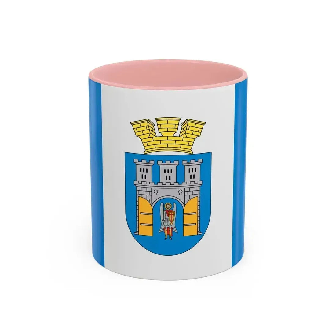 Flag of Ivano Frankivsk Ukraine - Accent Coffee Mug 11oz Pink - Go Mug Yourself
