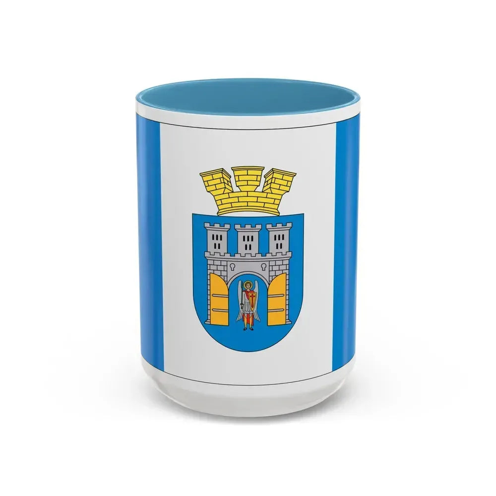 Flag of Ivano Frankivsk Ukraine - Accent Coffee Mug 15oz Light Blue - Go Mug Yourself