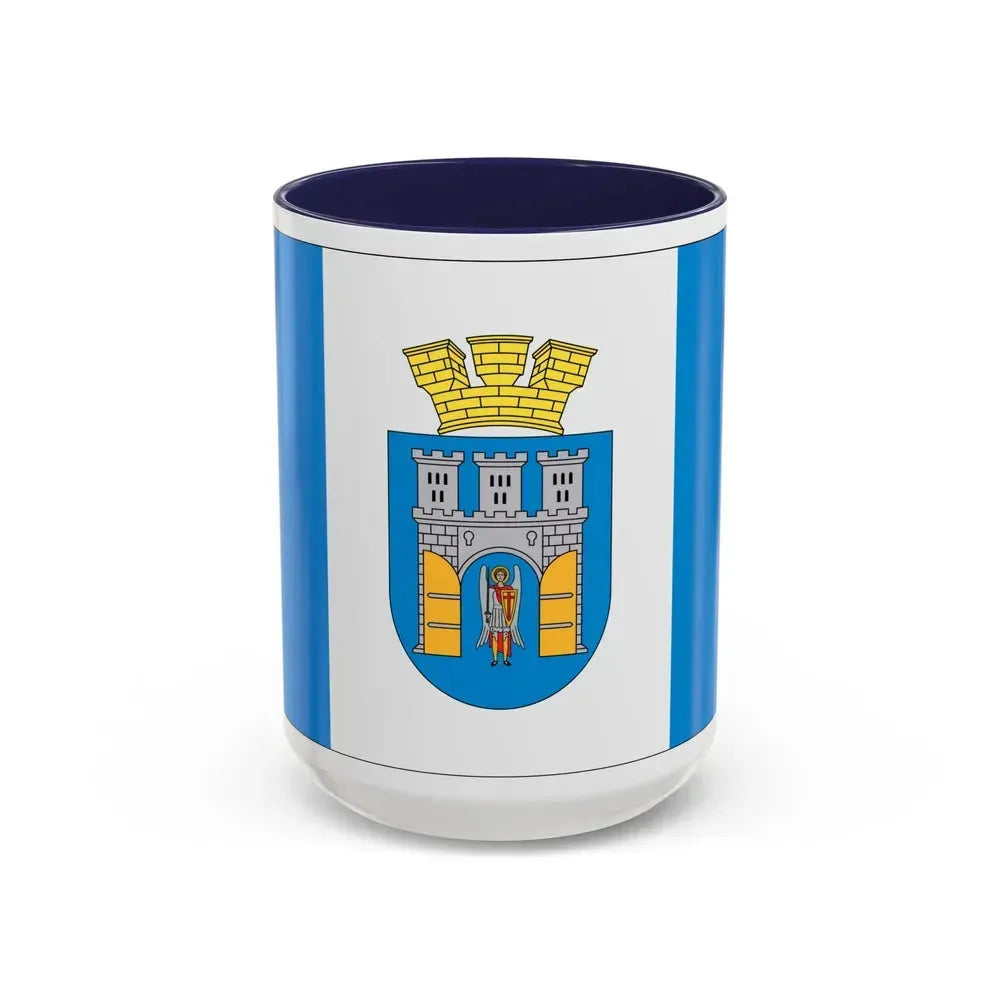Flag of Ivano Frankivsk Ukraine - Accent Coffee Mug 15oz Navy - Go Mug Yourself