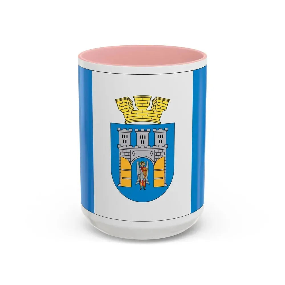 Flag of Ivano Frankivsk Ukraine - Accent Coffee Mug 15oz Pink - Go Mug Yourself