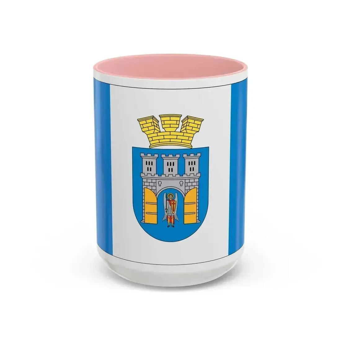 Flag of Ivano Frankivsk Ukraine - Accent Coffee Mug 15oz Pink - Go Mug Yourself