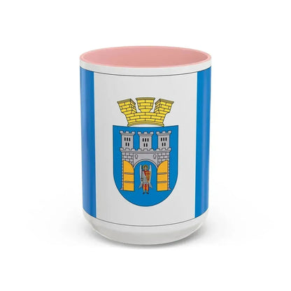Flag of Ivano Frankivsk Ukraine - Accent Coffee Mug 15oz Pink - Go Mug Yourself