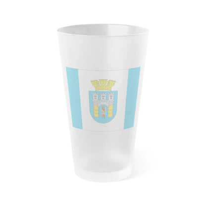 Flag of Ivano Frankivsk Ukraine - Frosted Pint Glass 16oz-16oz-Frosted-Go Mug Yourself