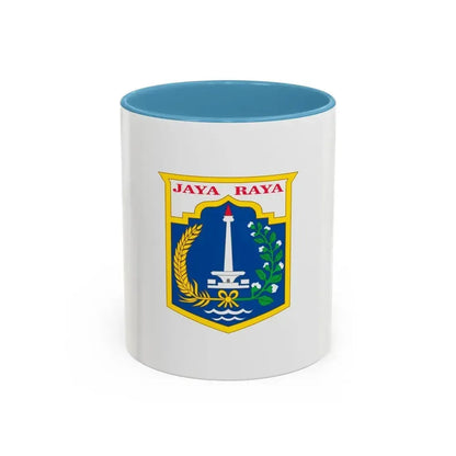 Flag of Jakarta Indonesia - Accent Coffee Mug 11oz Light Blue - Go Mug Yourself