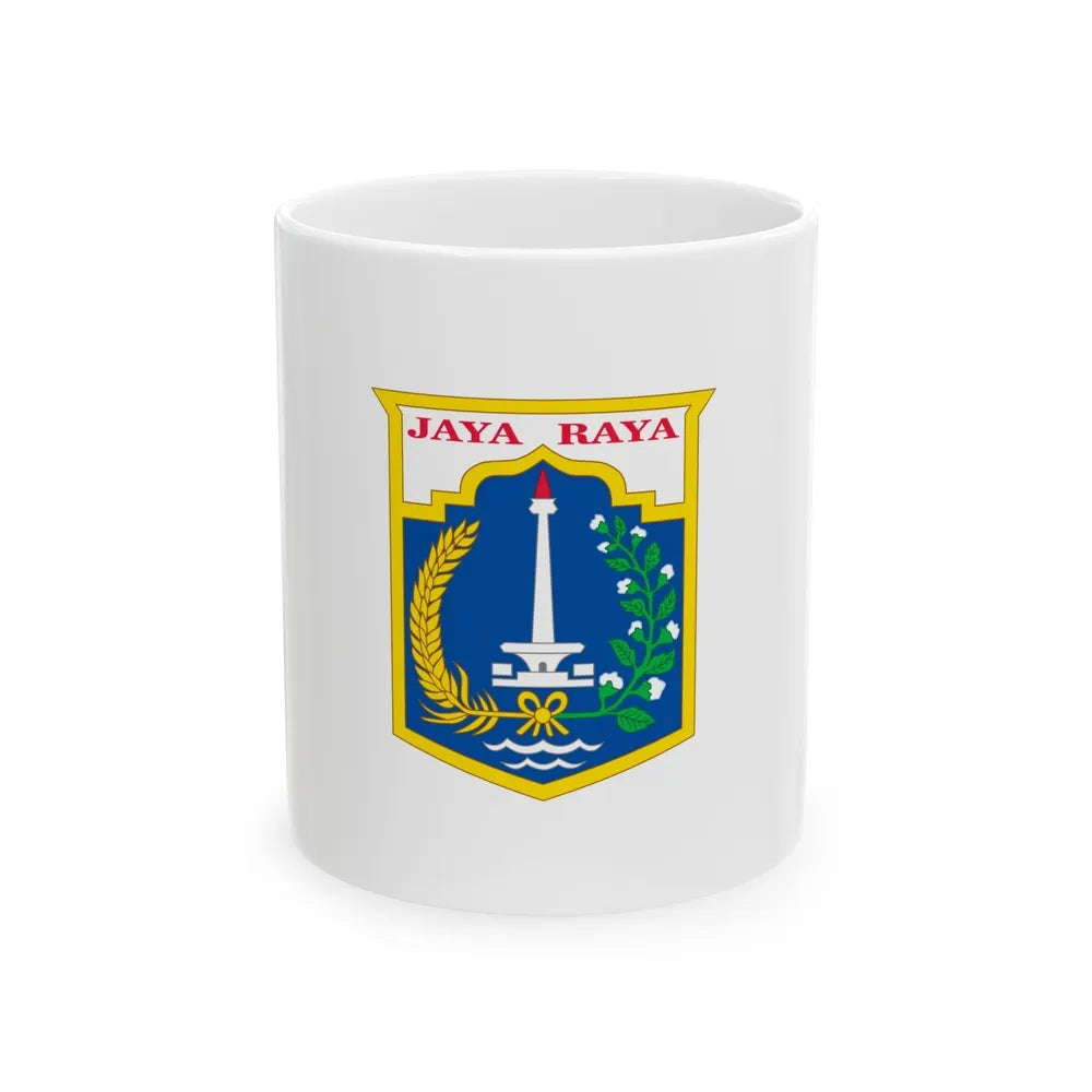 Flag of Jakarta Indonesia - White Coffee Mug-11oz-Go Mug Yourself