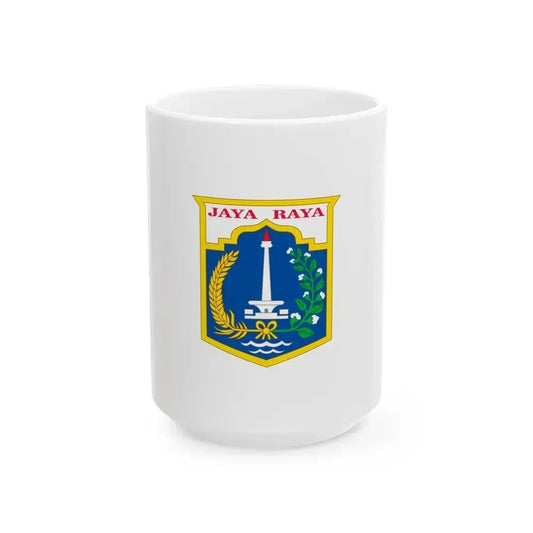 Flag of Jakarta Indonesia - White Coffee Mug 15oz - Go Mug Yourself