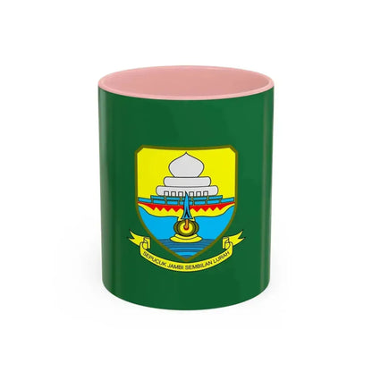 Flag of Jambi Indonesia - Accent Coffee Mug 11oz Pink - Go Mug Yourself