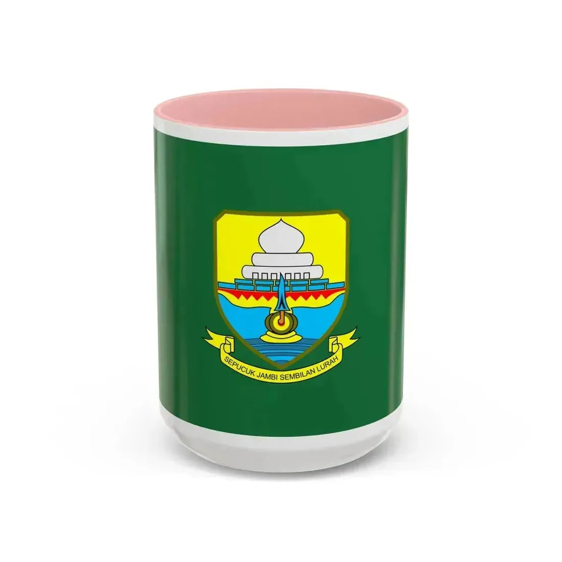 Flag of Jambi Indonesia - Accent Coffee Mug 15oz Pink - Go Mug Yourself